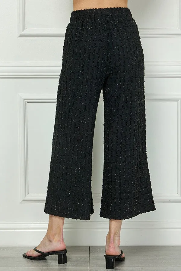 Glitter Texture Detail Crop Pants