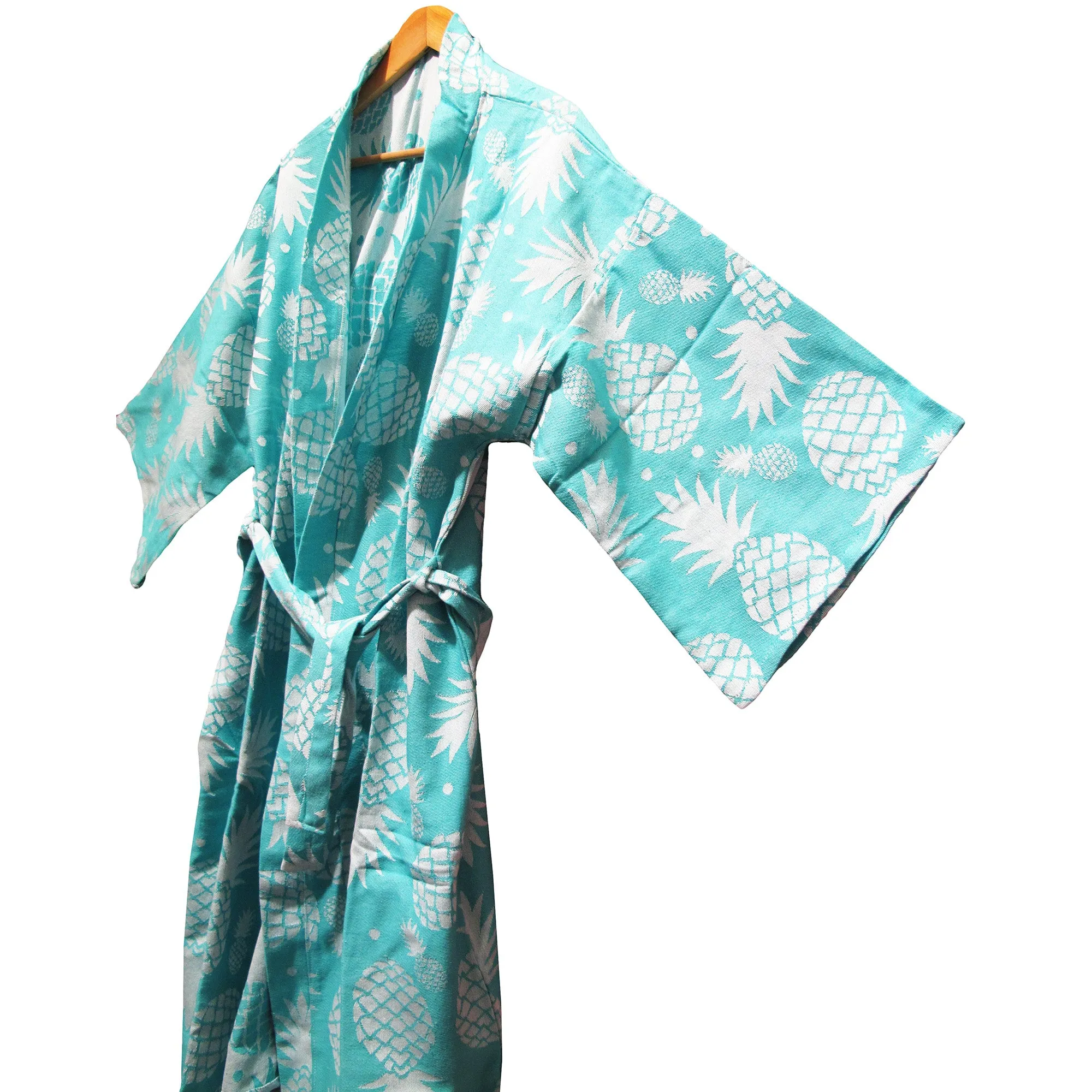 Hand-Woven Natural Cotton Pineapple Pattern Turkish Towel Kimono