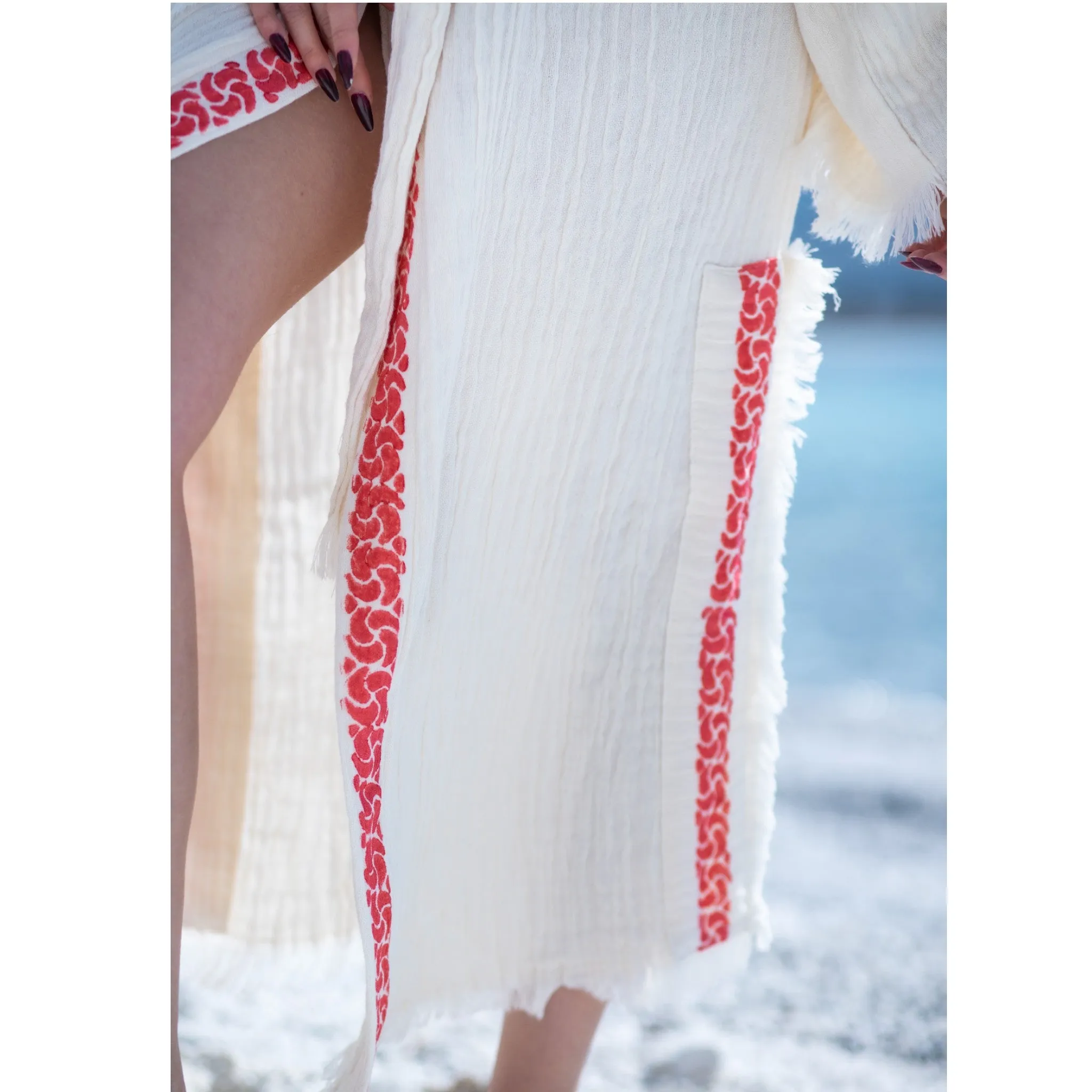 Hand-Woven Natural Turkish Cotton Kimono Robe