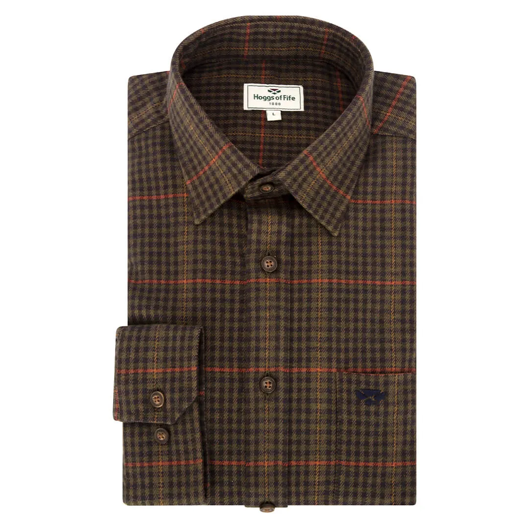 Harris Cotton & Wool Twill Check Shirt - Green by Hoggs of Fife