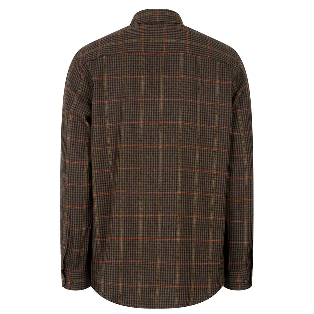 Harris Cotton & Wool Twill Check Shirt - Green by Hoggs of Fife