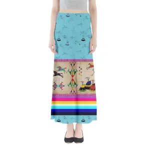 Horses Running Sky Full Length Maxi Skirt