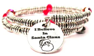 I Believe In Santa Claus Curly Coil Wrap Style Bangle Bracelet