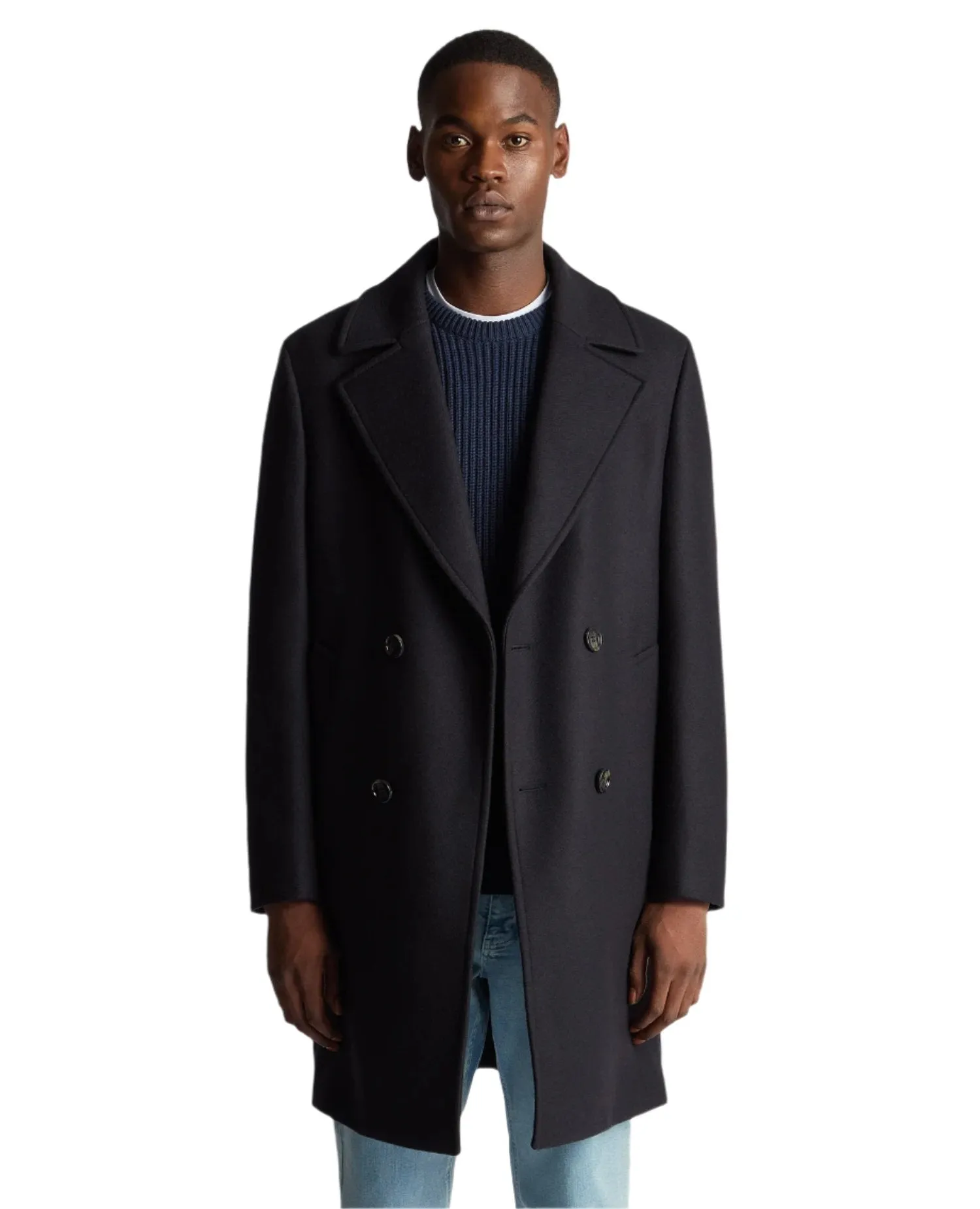 ID24737-Remus Navy Double Breasted Overcoat