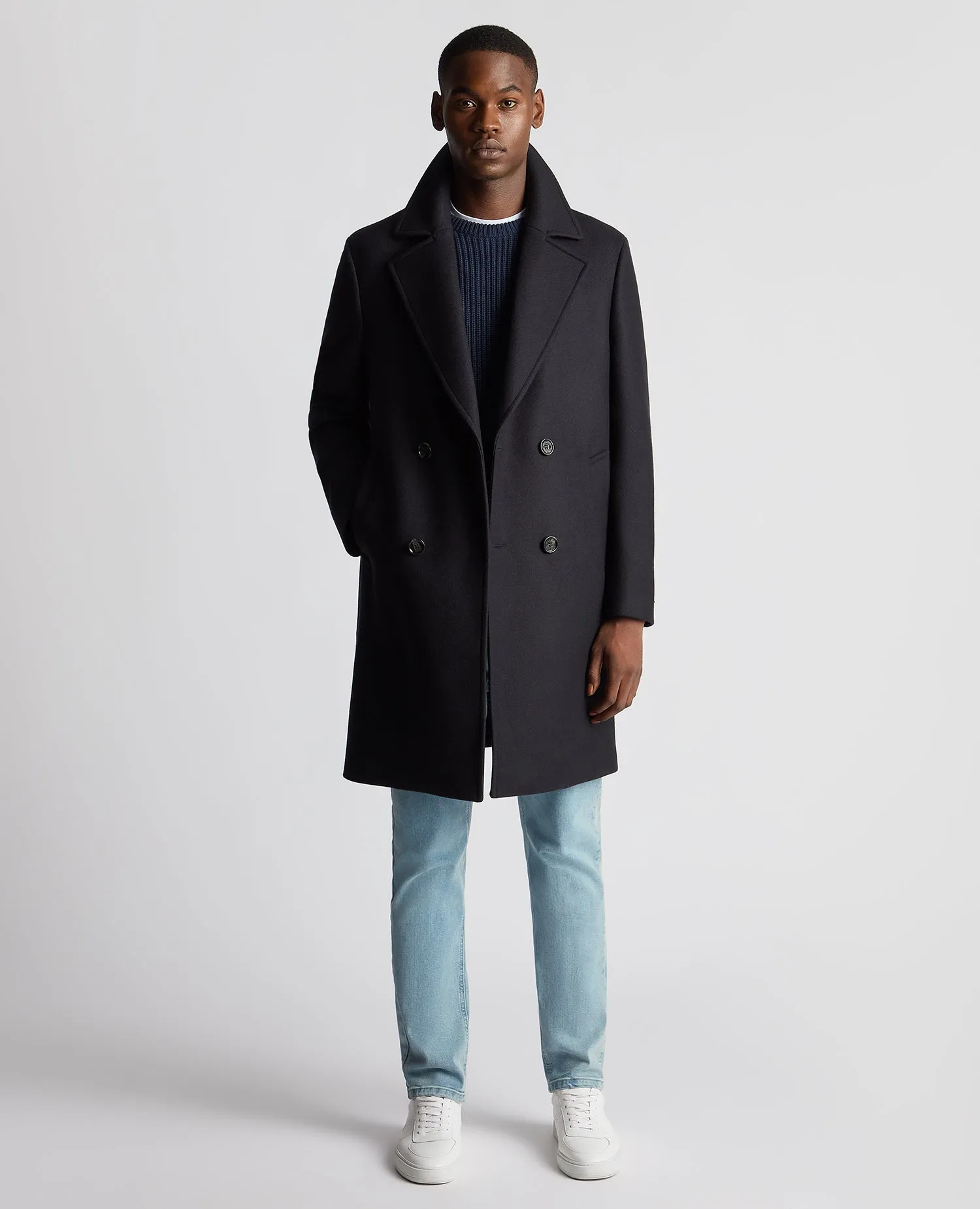 ID24737-Remus Navy Double Breasted Overcoat