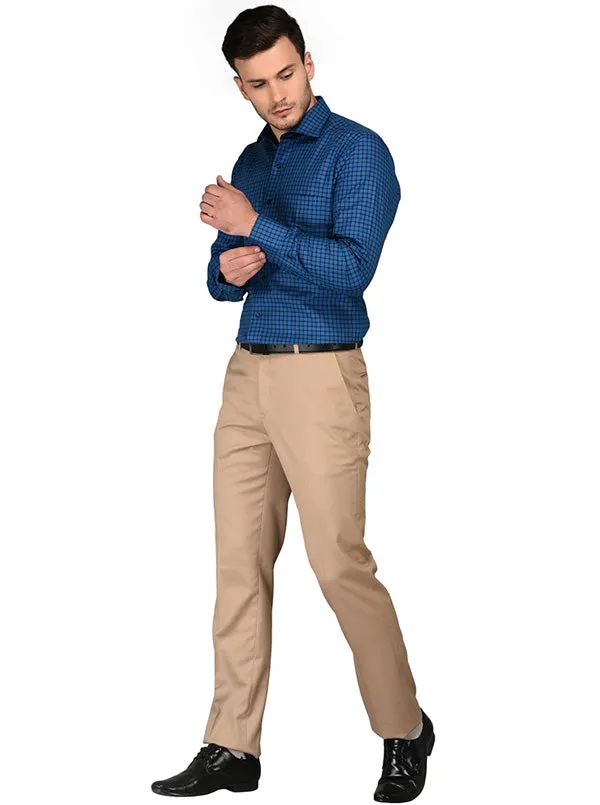 JadeBlue Blue Checked  Regular Fit Formal Shirt