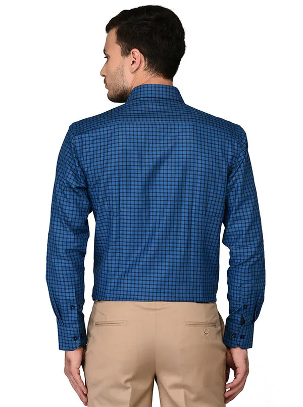 JadeBlue Blue Checked  Regular Fit Formal Shirt