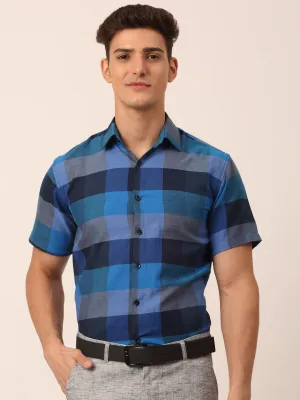 Jashvi Men's Cotton Checked Half Sleeve Formal Shirts