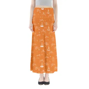 Ledger Dabbles Orange Full Length Maxi Skirt