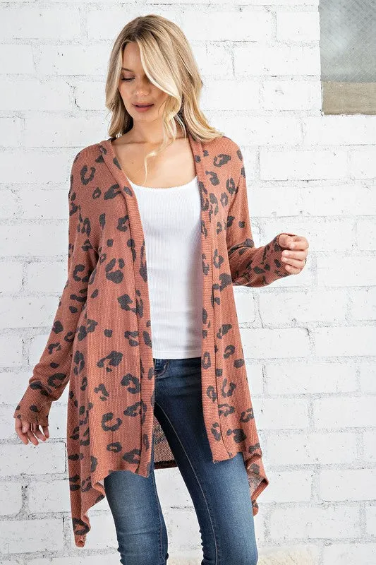 LEOPARD PRINTED OPEN FRONT CARDIGAN