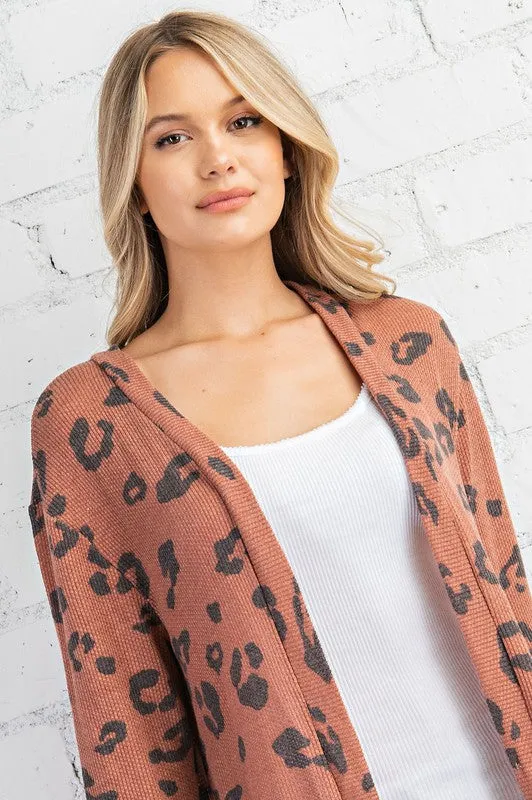 LEOPARD PRINTED OPEN FRONT CARDIGAN