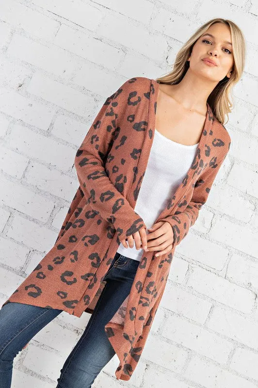 LEOPARD PRINTED OPEN FRONT CARDIGAN