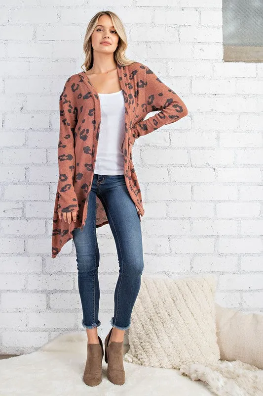 LEOPARD PRINTED OPEN FRONT CARDIGAN