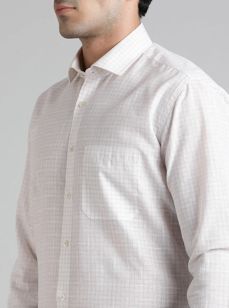 Light Grey Checked Regular Fit Formal Shirt | Greenfibre