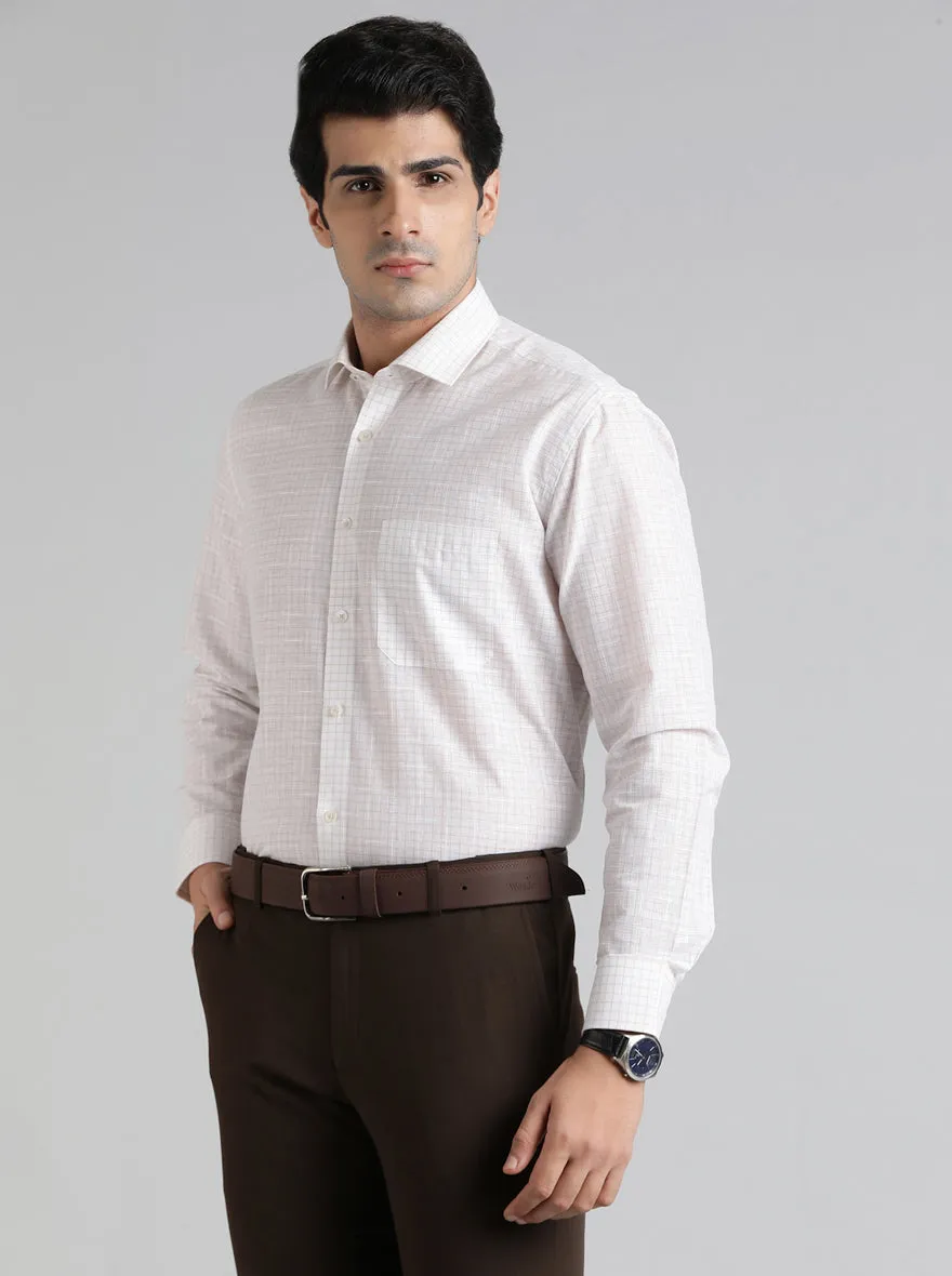 Light Grey Checked Regular Fit Formal Shirt | Greenfibre