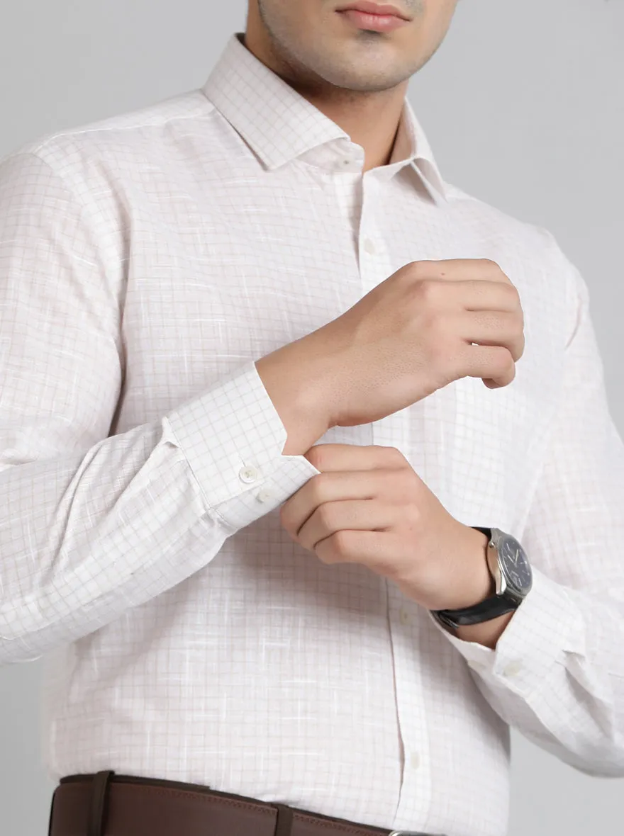 Light Grey Checked Regular Fit Formal Shirt | Greenfibre