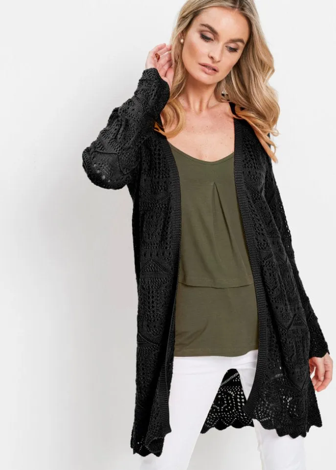 Long cardigan ajour Bpc Selection, black