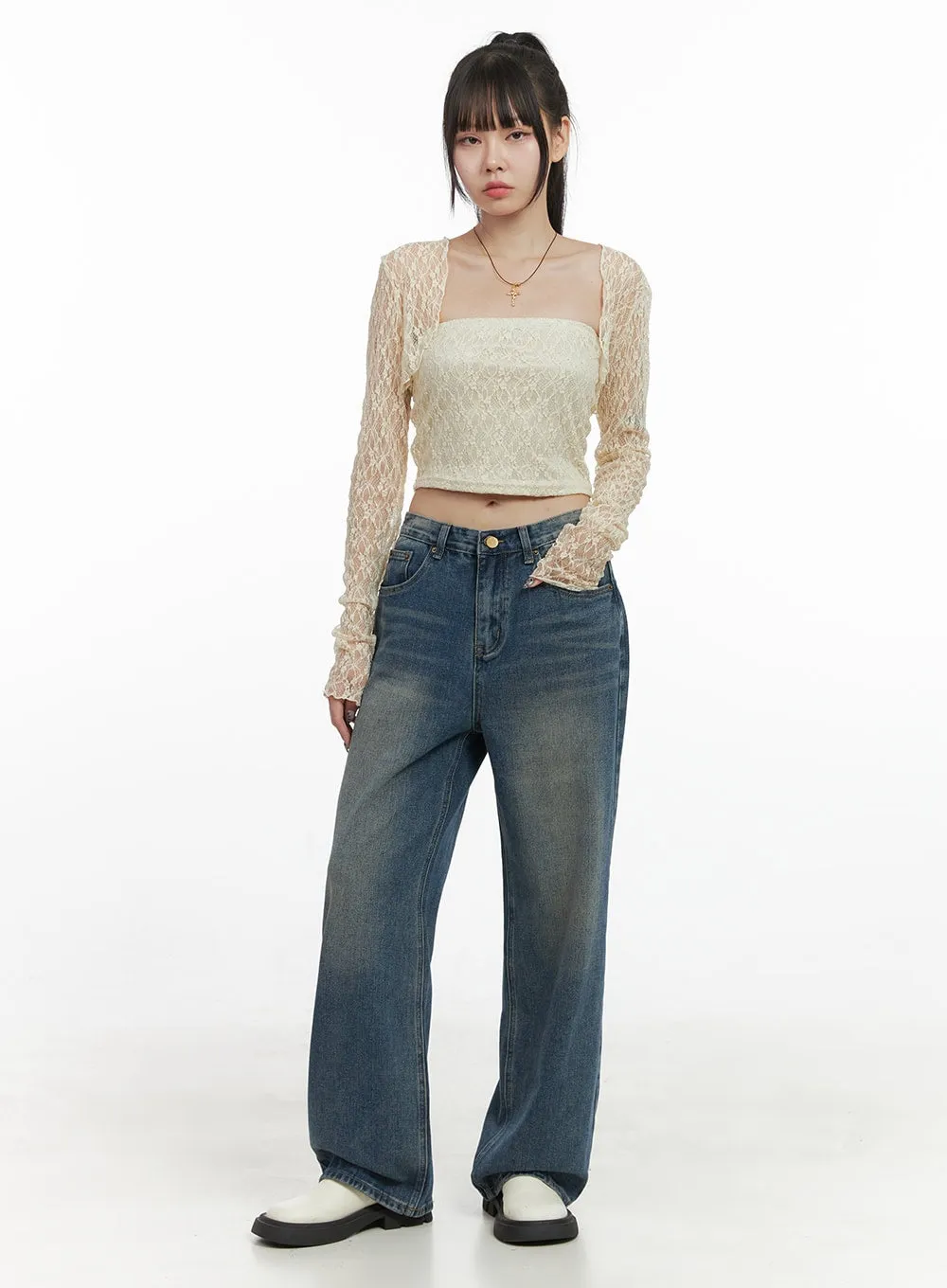 Marine Denim Wide Leg Pants OO401