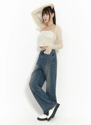 Marine Denim Wide Leg Pants OO401