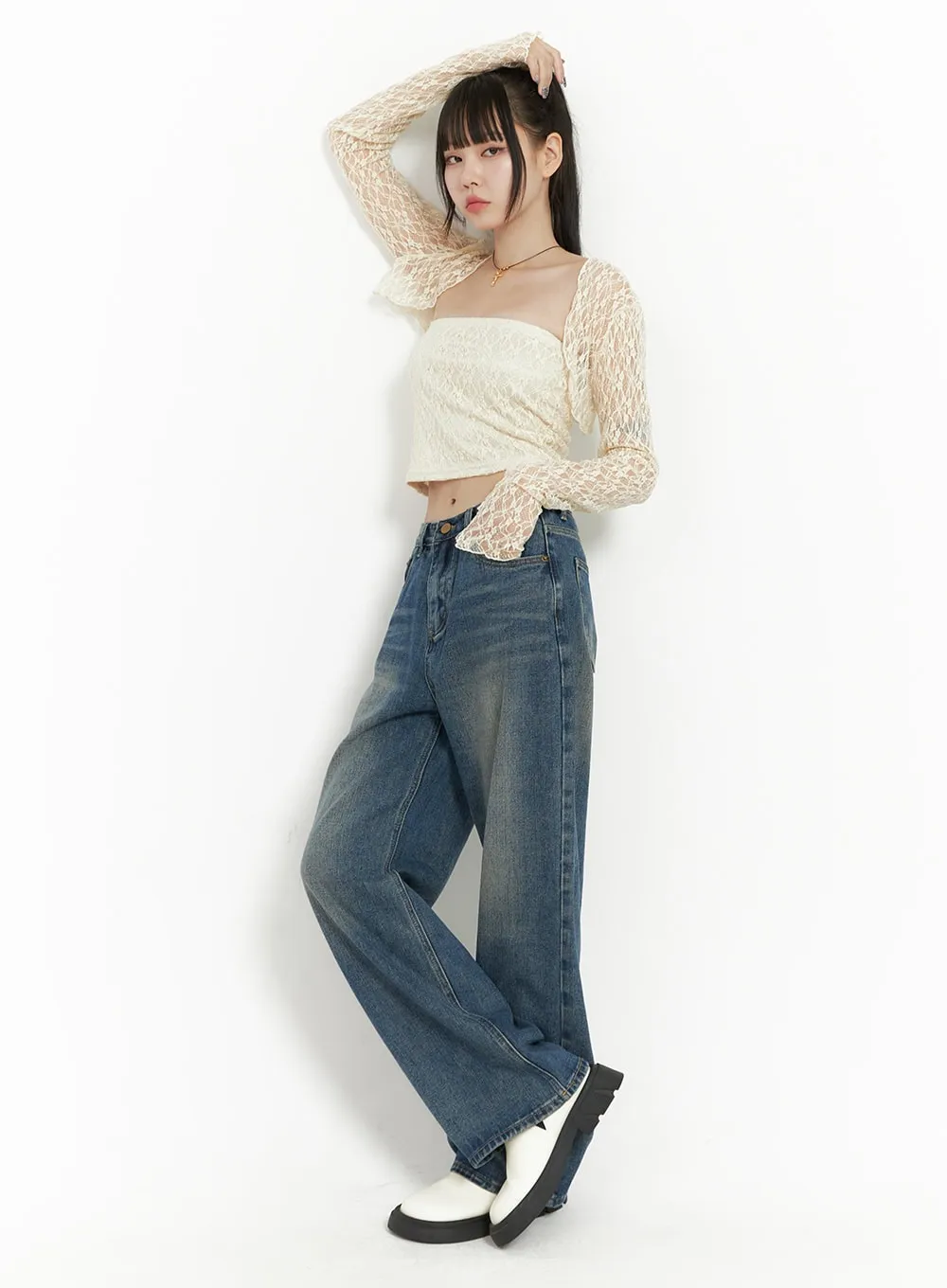 Marine Denim Wide Leg Pants OO401