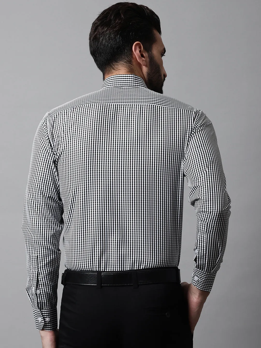 Men Black Micro Checked Causal Shirt