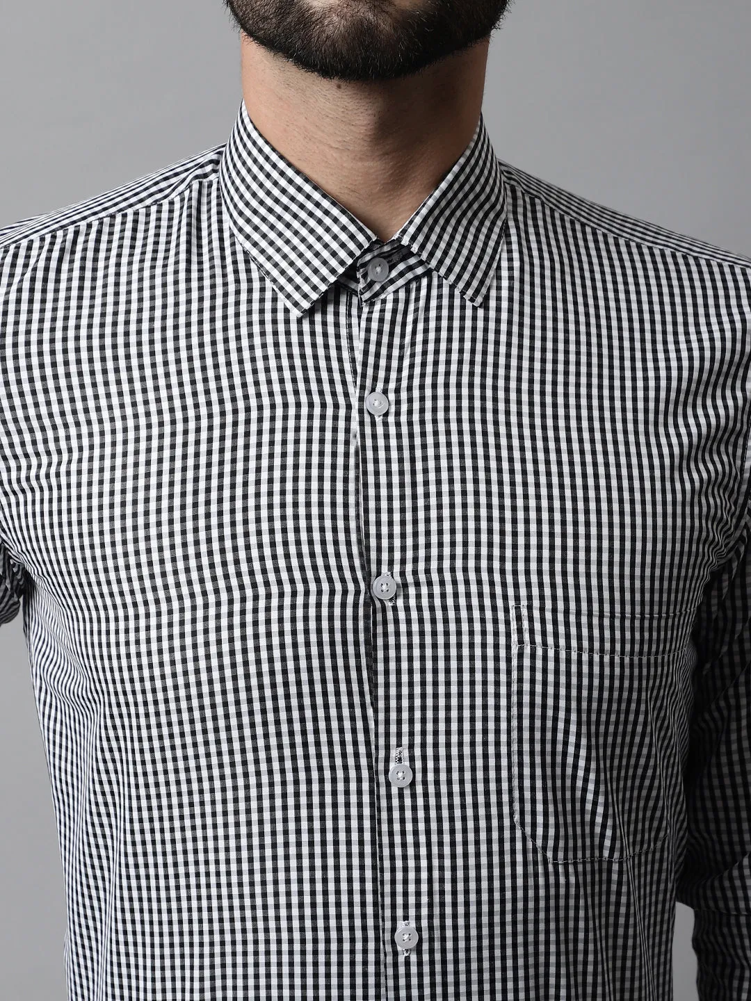 Men Black Micro Checked Causal Shirt