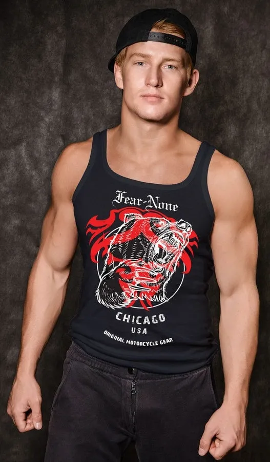 Men's Black Red Bear Muscle Shirt