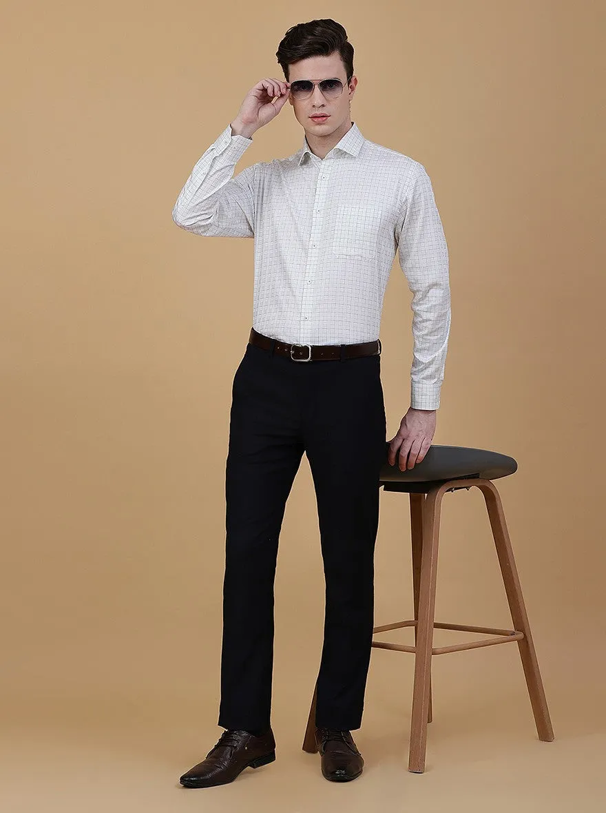 Off-White Checked Regular Fit Formal Shirt | JadeBlue