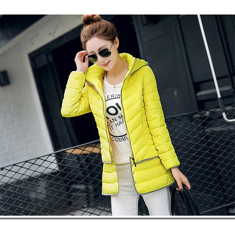 Olympic Winter Games / designated product / cotton stitching Girls Long Hooded Slim Down padded jacket Women winter jacket