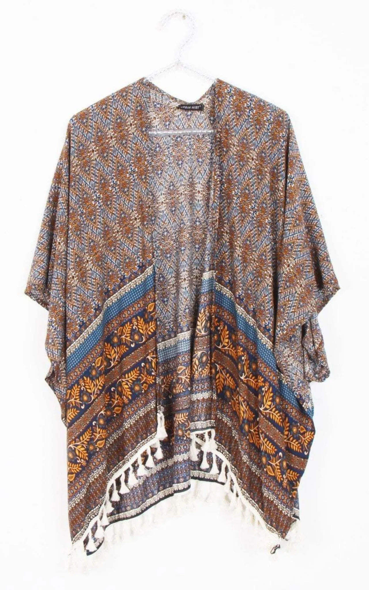 Paisley Print Tassel Trim Kimono