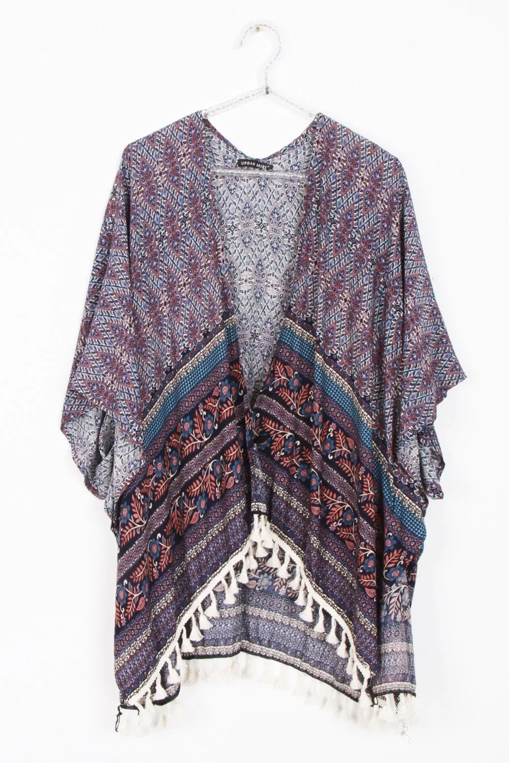 Paisley Print Tassel Trim Kimono