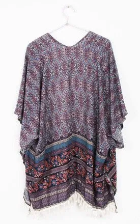 Paisley Print Tassel Trim Kimono