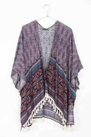 Paisley Print Tassel Trim Kimono