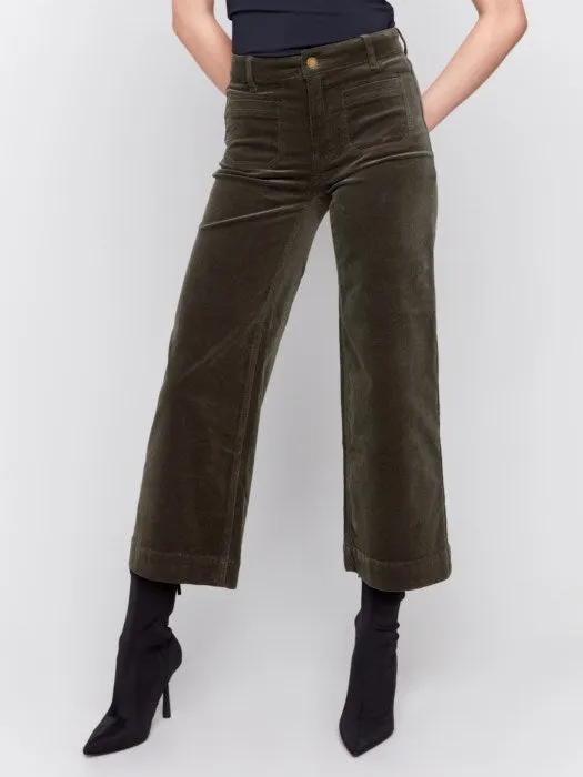 Patch-Pocket Corduroy Flare Pants