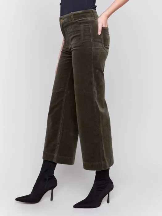 Patch-Pocket Corduroy Flare Pants