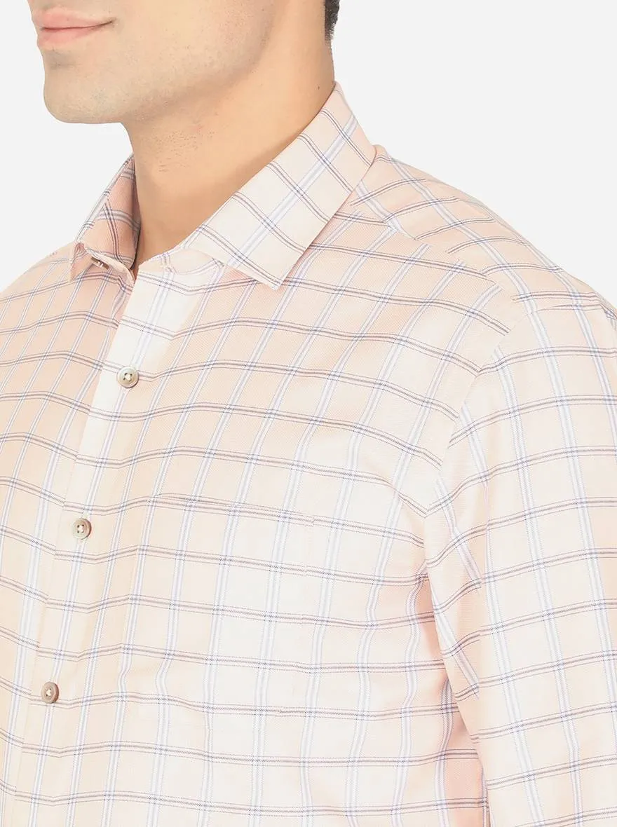 Pink & Blue Checked Regular Fit Formal Shirt | Greenfibre