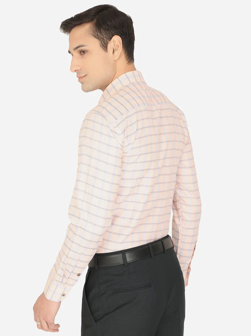 Pink & Blue Checked Regular Fit Formal Shirt | Greenfibre