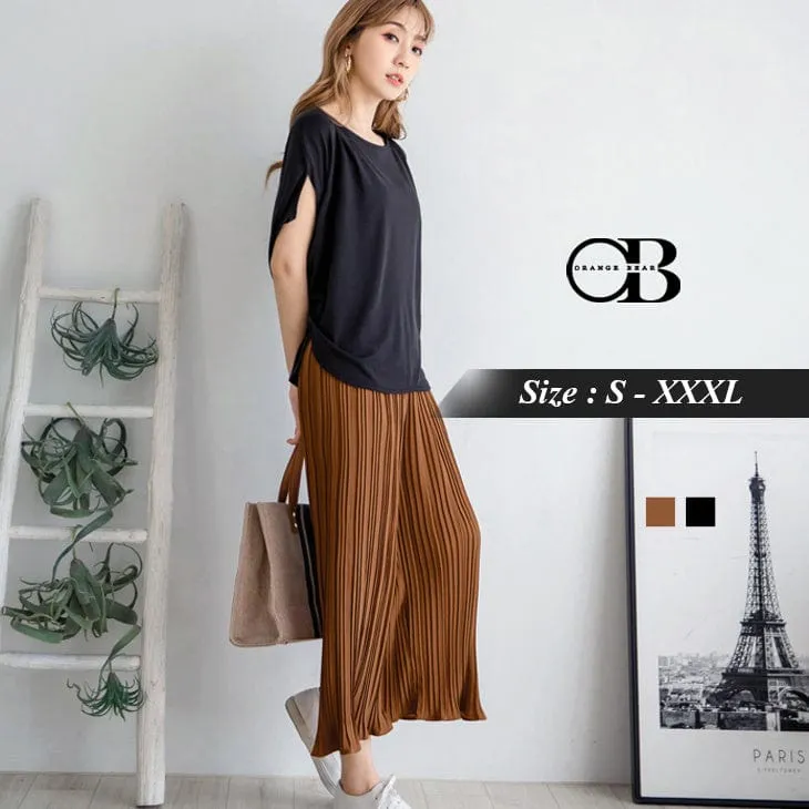 PLEATED WIDE LEG PANTS