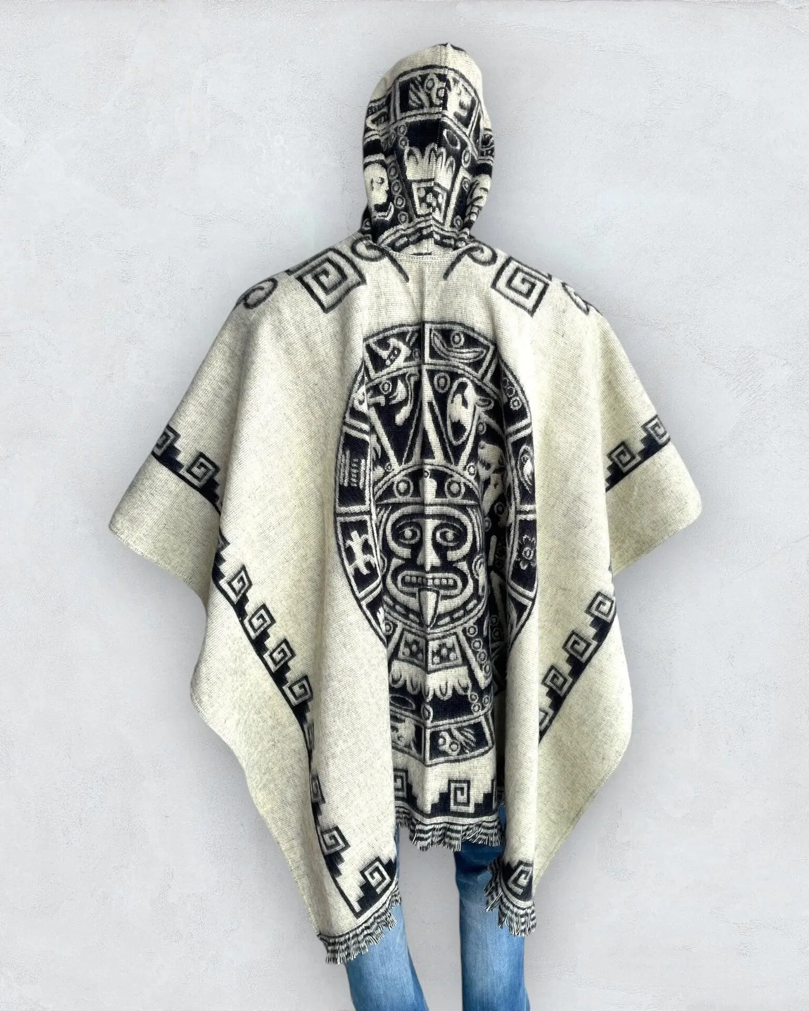 Poncho Hood Wool Maya White