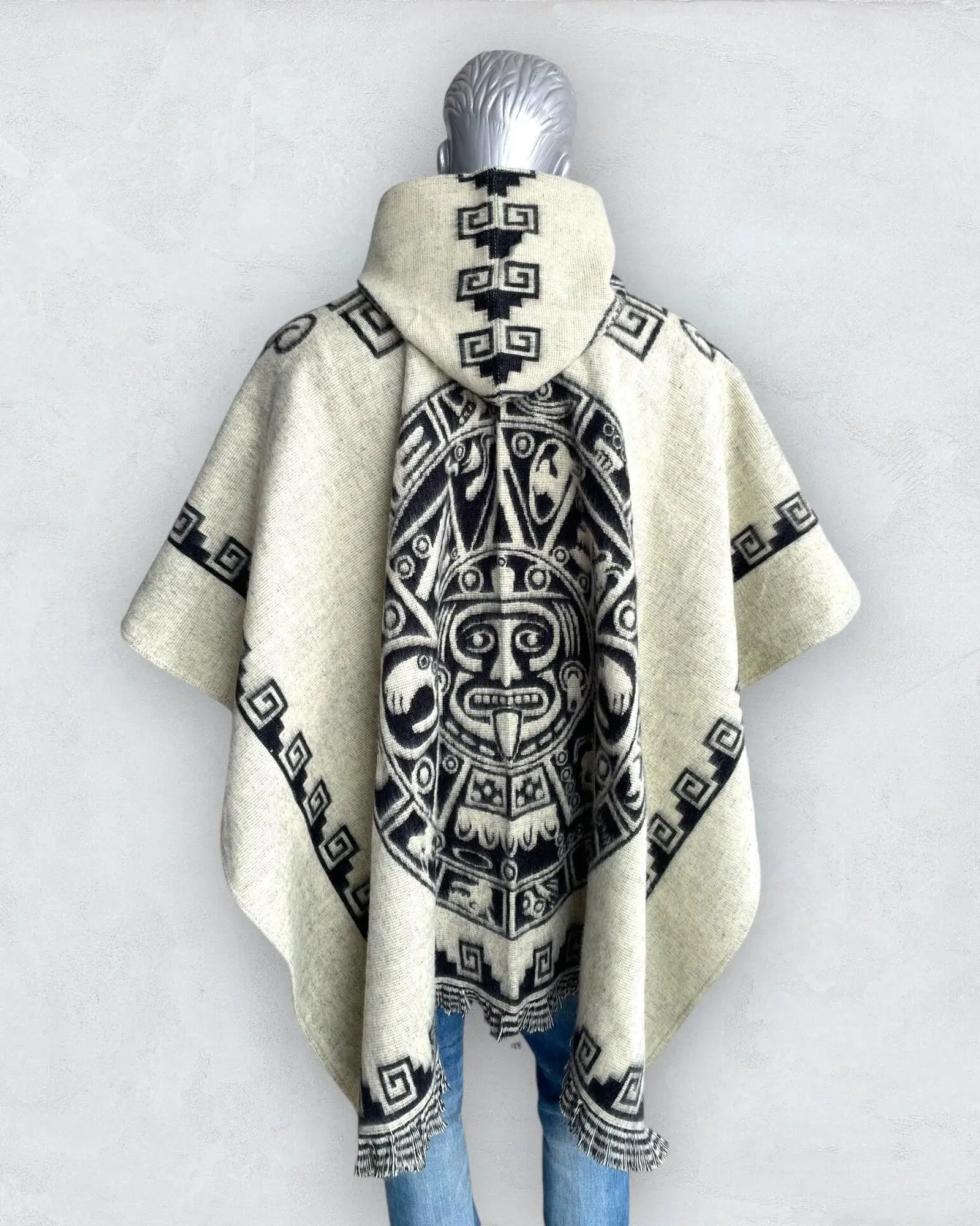 Poncho Hood Wool Maya White