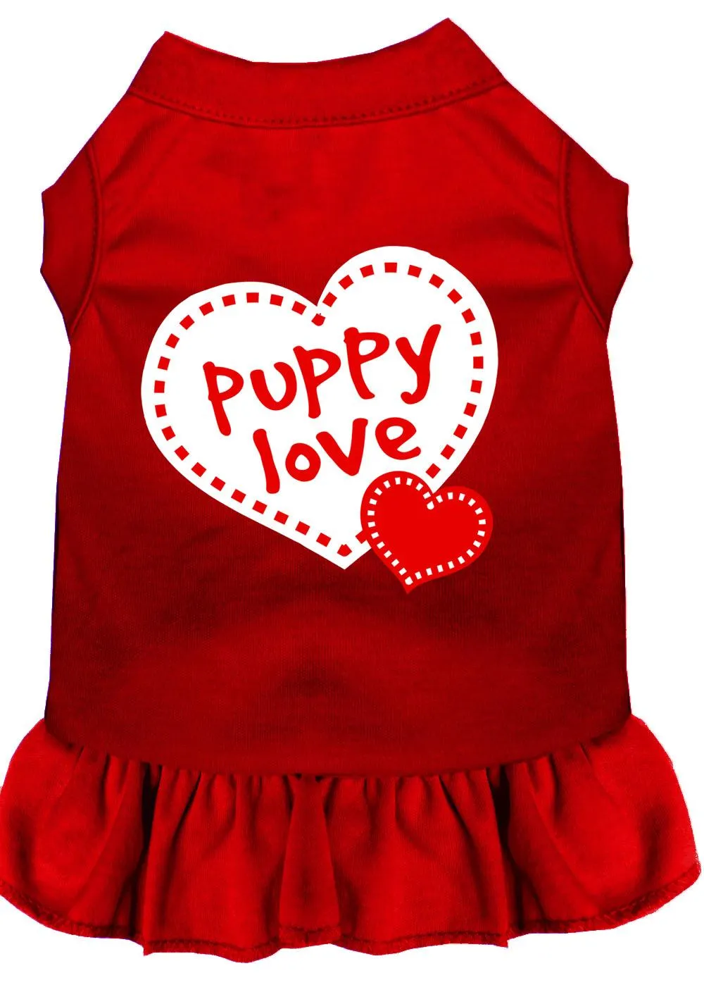 Puppy Love Screen Print Dress Red Lg (14)