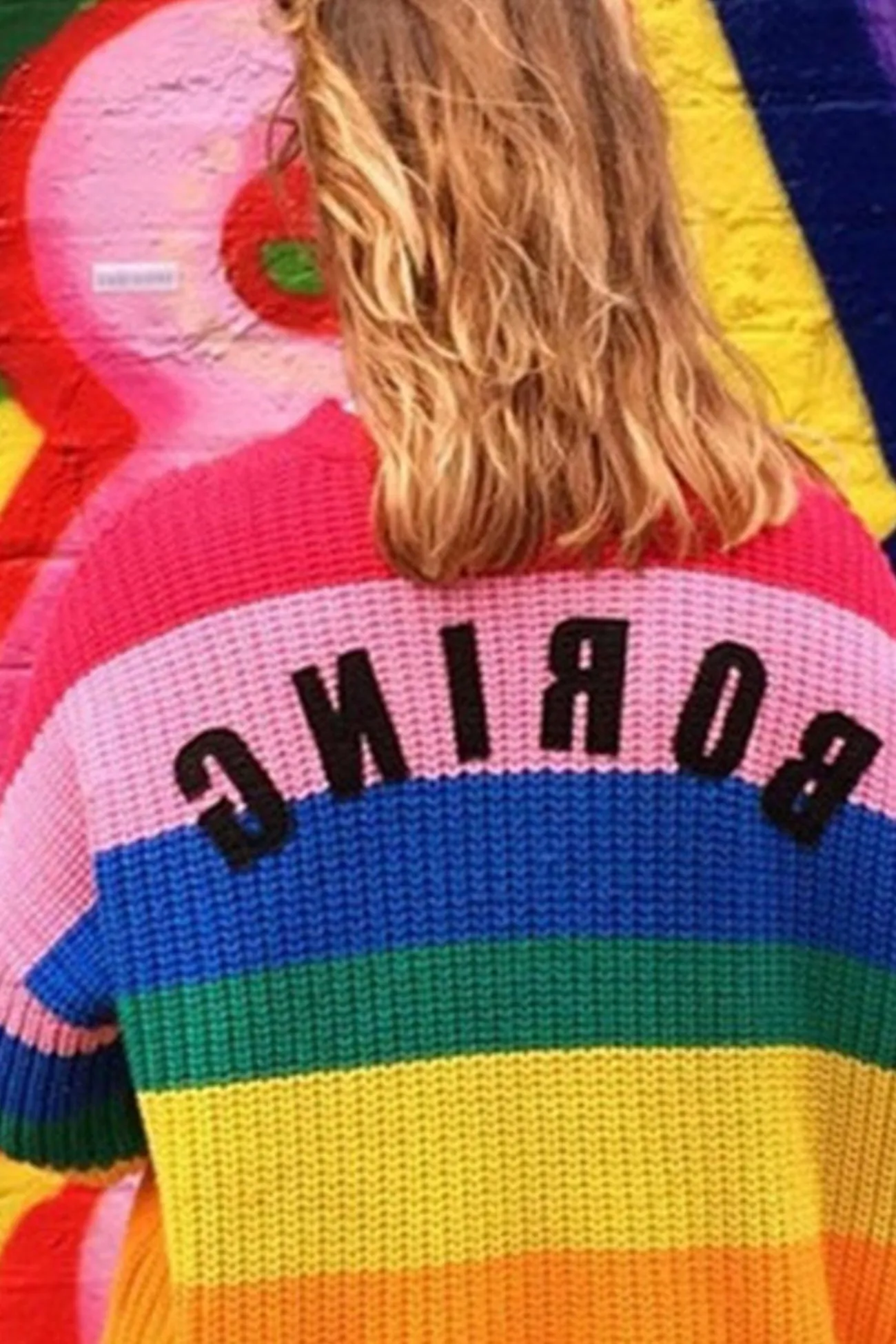 Rainbow Contrast Knit Cardigan