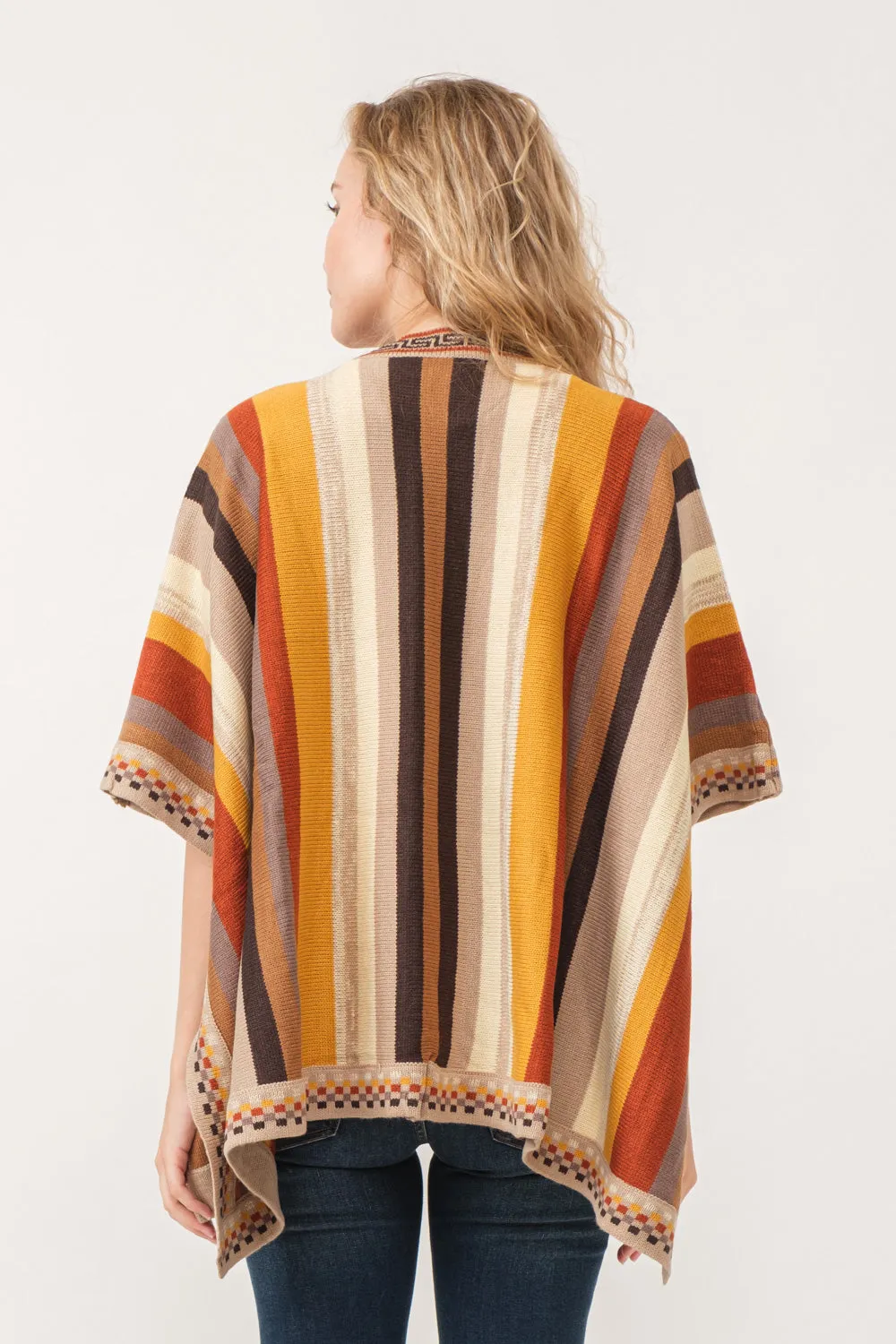 RAJ CORA STRIPED PONCHO RUANA DESERT SAND