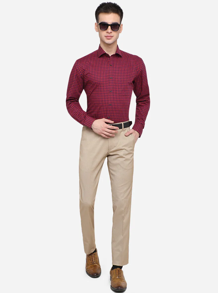 Red & Blue Checked Regular Fit Formal Shirt | JadeBlue