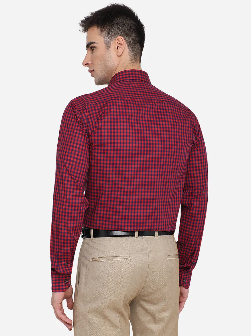 Red & Blue Checked Regular Fit Formal Shirt | JadeBlue