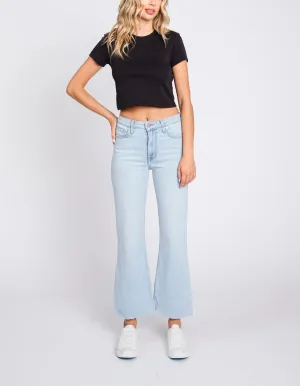 Renee Raw Hem Wide Leg Denim in Light Wash