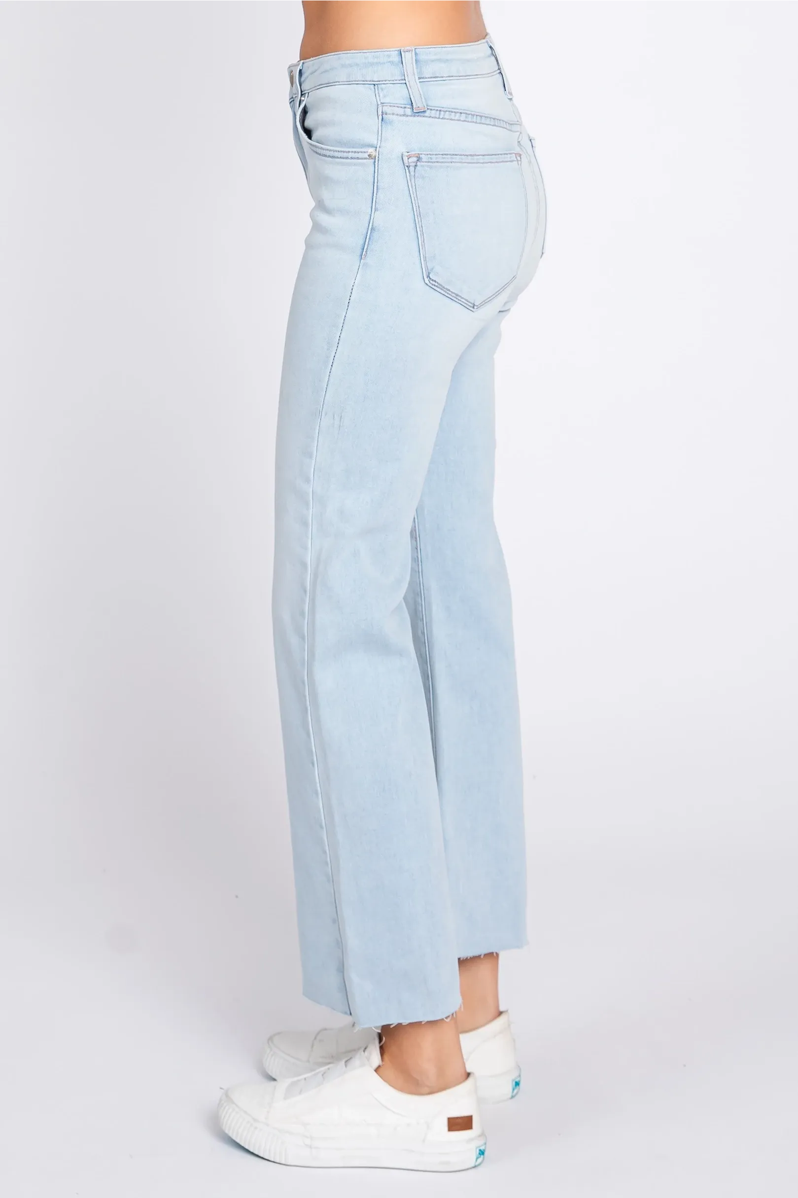 Renee Raw Hem Wide Leg Denim in Light Wash