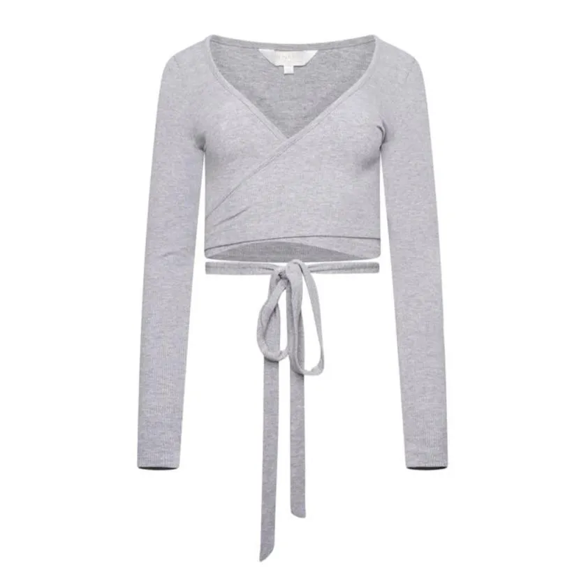 Ribbed Modal Ballet Wrap- Marl Grey