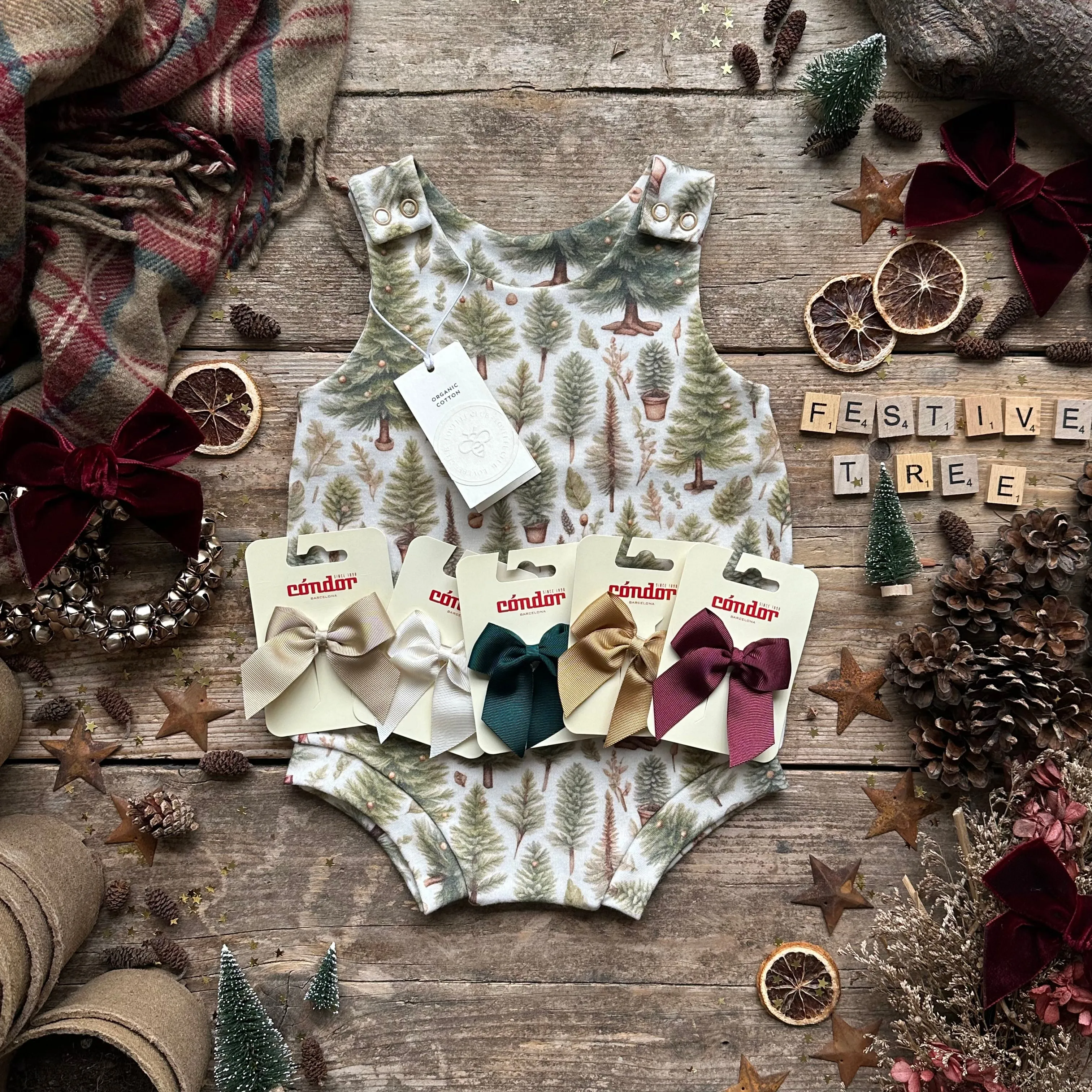 Ribbon Christmas Tree Long Romper