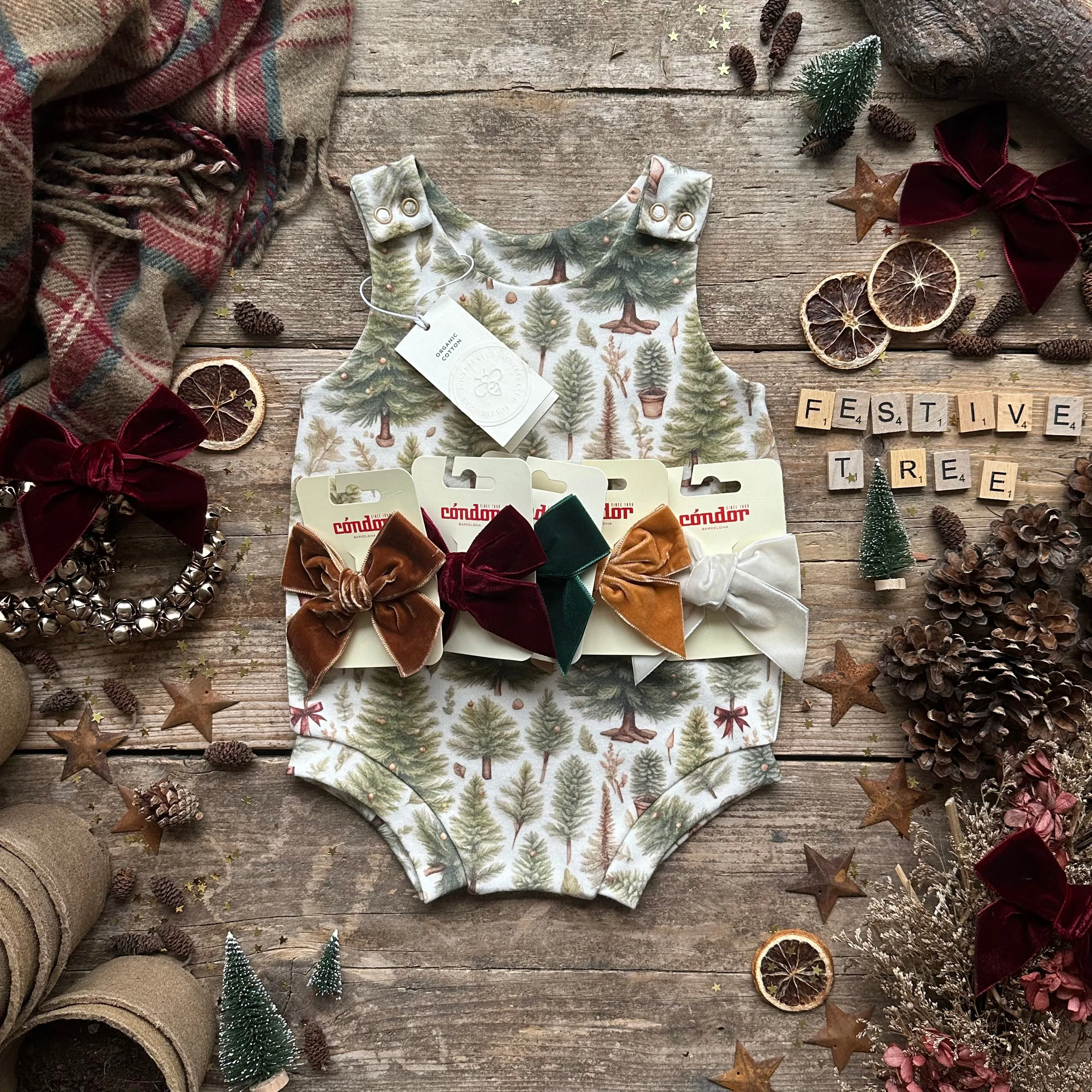 Ribbon Christmas Tree Long Romper